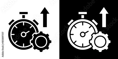 Productivity Clock  Icon Set White Style Collection