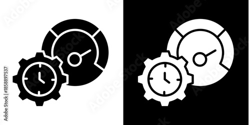 Time Efficiency  Icon Set White Style Collection