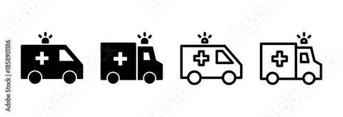 Ambulance icon vector illustration. ambulance truck sign and symbol. ambulance car