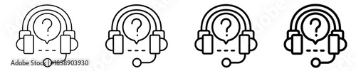 Headset Support Icon Set Different Style Collection
