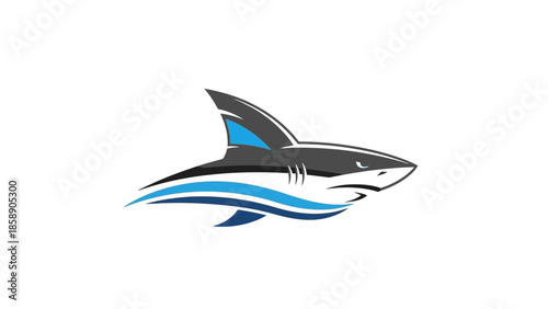 Vector illustration of a shark swimming in the ocean viewed from the side