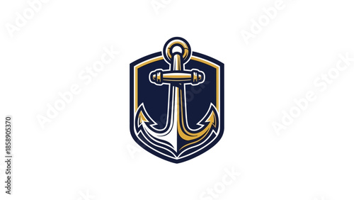 Nautical emblem featuring an anchor within a shield