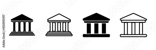 Bank icon set. bank vector icon, museum, university