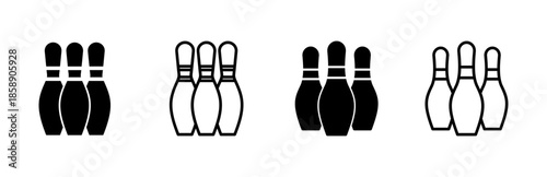 Bowling icon set. bowling ball and pin icon. bowling pins