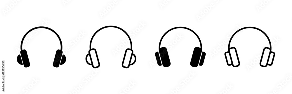 Obraz premium Headphone icon set. Headvector icon symbols