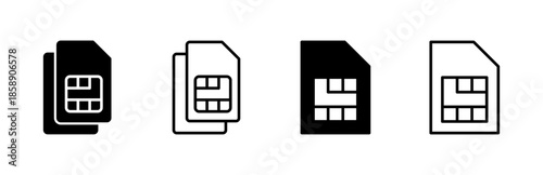 Sim card icon set. dual sim card icon vector