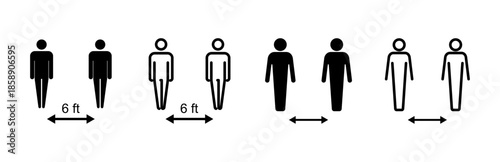 Social distance icon set. social distancing icon. self quarantine sign