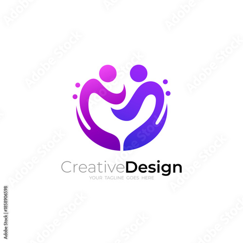 logo of two people hugging to form a love icon