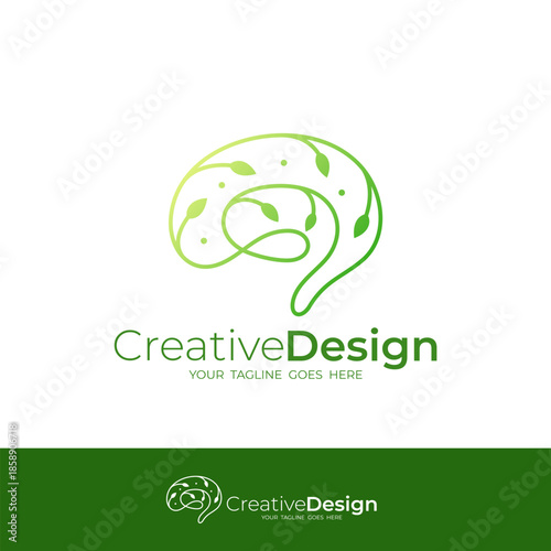 The brain and leaf logos are combined into one to form a nature icon.