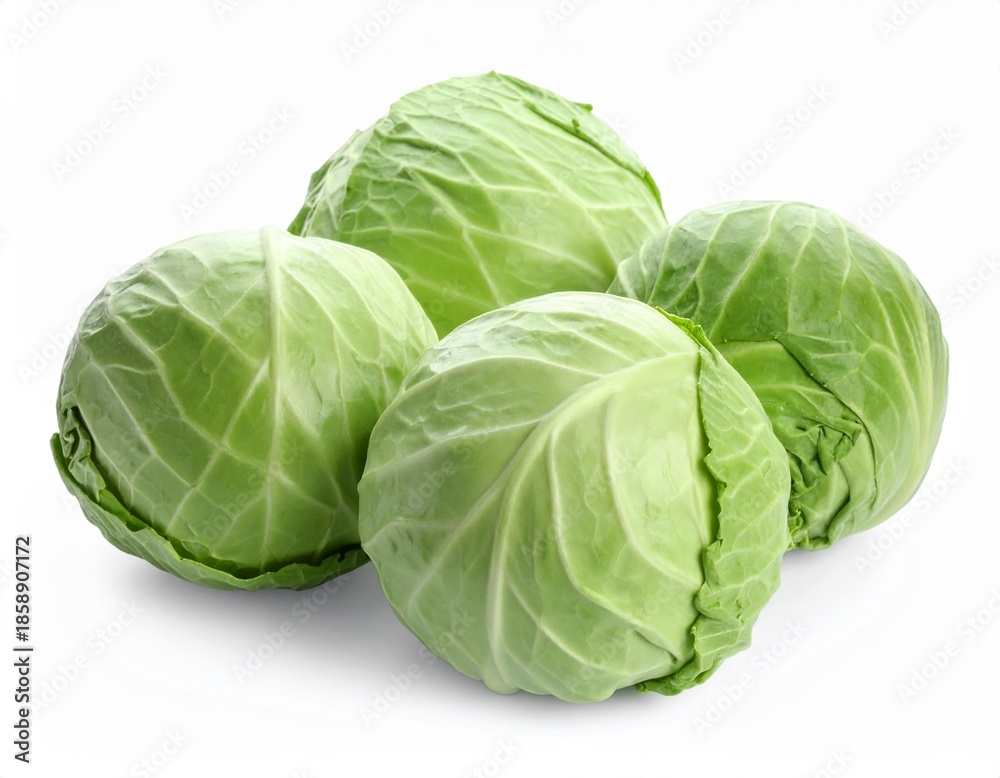 Obraz premium Three fresh organic cabbage heads isolated on white