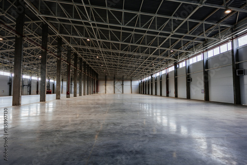 Big new empty industrial building, warehouse or commercial space