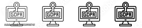 Gdpr Computer  Icon Set Different Style Collection
