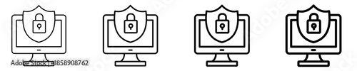Secure Gdpr Monitor  Icon Set Different Style Collection
