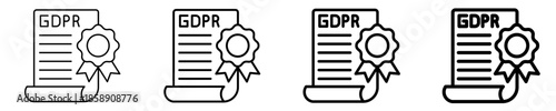 Gdpr Certified Document  Icon Set Different Style Collection
