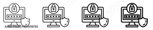 Secure Gdpr Login  Icon Set Different Style Collection
