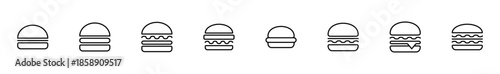 Hamburger icon vector isolated on white background. Burger and hamburger icon. Fast food vector icon