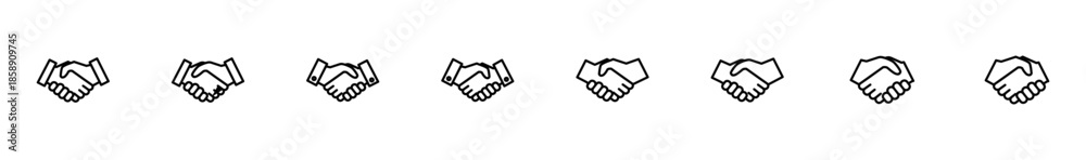 Obraz premium Business handshake icon vector isolated on white background. Handshake icon vector. contract agreement. Trust icon vector. Deal. Done. partnership icon