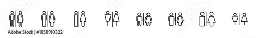 Toilet icon vector isolated on white background. Toilet sign. Man and woman restroom sign vector. Male and female icon