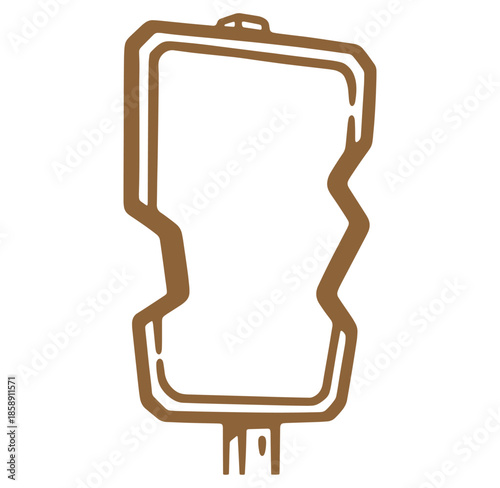 Abstract brown graphic illustration of an empty signboard with decorative and unique design