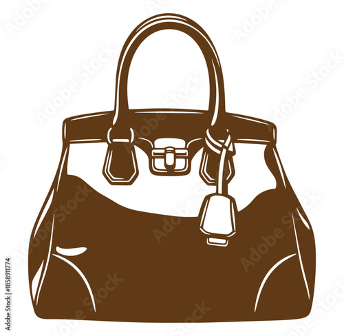 Elegant brown handbag illustration depicting fashion accessory for sophisticated style and design