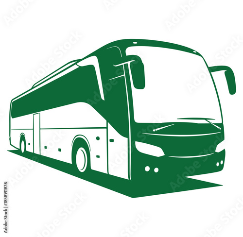 Modern green and white vector illustration of a passenger bus for travel and transportation