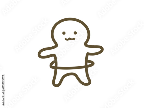 Cute Human Character Doing Hula Hoop, Kawaii Illustration