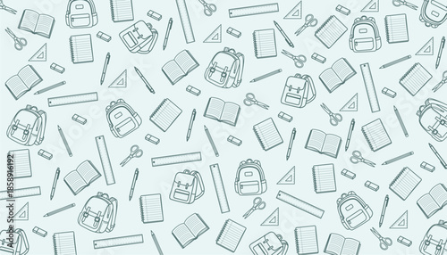 school supplies pattern background, back to school theme