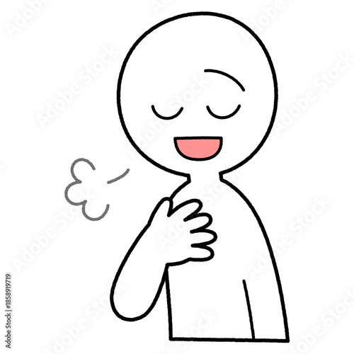 胸をなでおろす白い人物のイラスト