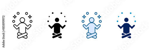 Meditation Pose Icon Set Multiple Style Collection