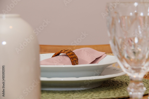 Plates, cups and cutlery on a breakfast table in Rio de Janeiro.