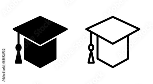 Education icon symbol for apps and websites. Graduation cap sign and symbol. Graduate. Students cap
