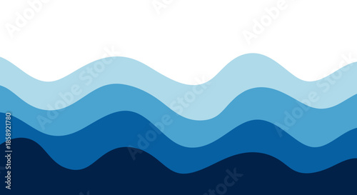 Abstract vector illustration showing a calming sea with gradient shades of blue, creating a serene and minimalist background suitable for various design projects.