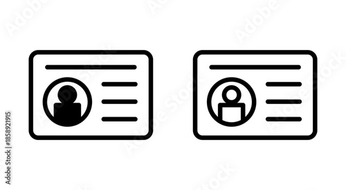 License icon symbol for apps and websites. ID card icon. driver license, staff identification card