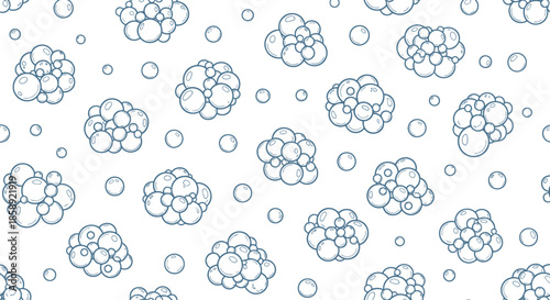 A playful and clean seamless vector pattern featuring numerous hand-drawn style bubbles, perfect for a light aquatic or sudsy background design.