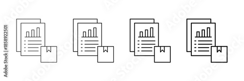 Product Data Icons Vector Set In Different Stroke Line Style