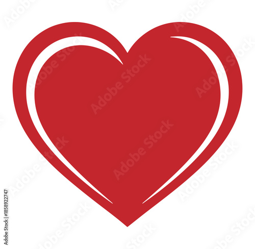 Red heart symbol icon love heart shape graphic element isolated on white background