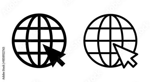 Web icon symbol for apps and websites. go to web sign and symbol. web click icon. Global search icon