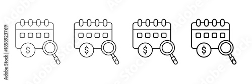 Annual Review Icons Vector Set In Different Stroke Line Style