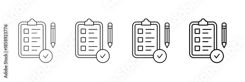 Task Score Icons Vector Set In Different Stroke Line Style