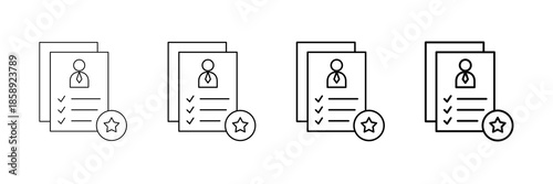 Appraisal Form Icons Vector Set In Different Stroke Line Style