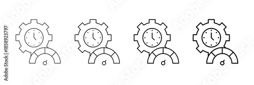 Efficiency Rate Icons Vector Set In Different Stroke Line Style