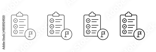 Goal Setting Icons Vector Set In Different Stroke Line Style