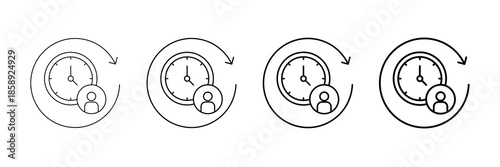 Daily Routine Icons Vector Set In Different Stroke Line Style