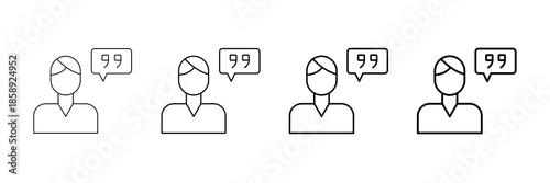 Quote Icons Vector Set In Different Stroke Line Style