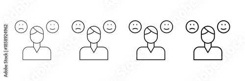 Mood Icons Vector Set In Different Stroke Line Style