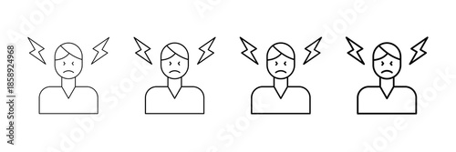 Frustration Icons Vector Set In Different Stroke Line Style