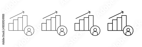 Engagement Rate Icons Vector Set In Different Stroke Line Style