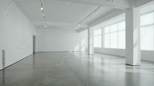Wallpaper Mural Empty Modern Art Gallery Space with Large Windows and Polished Floor. Torontodigital.ca