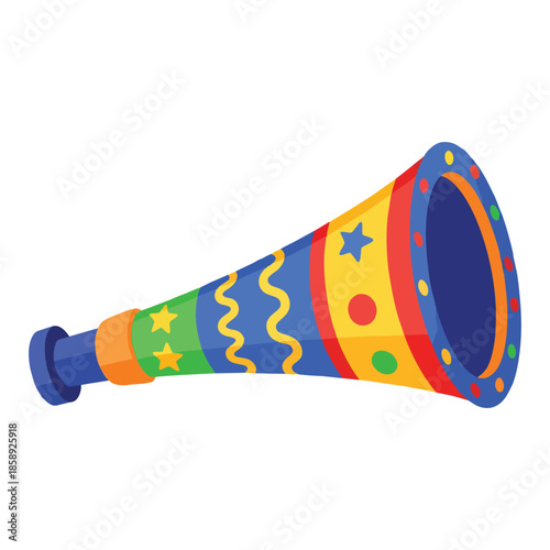 Colorful party horn for festive celebrations and joyful occasions