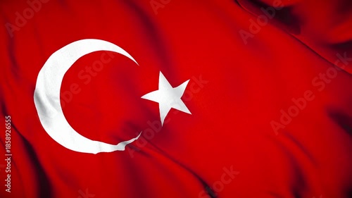 Türkiye Flag Animation Close-up 4K